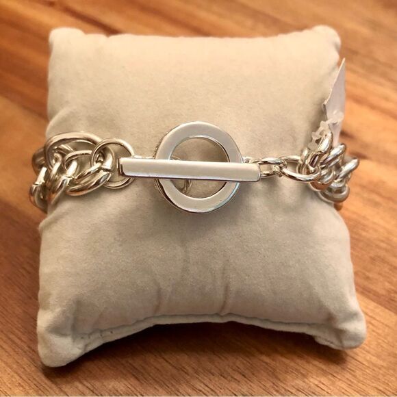 Anne Klein | Double Link Bracelet | Silver Tone | 8” Length - Picture 3 of 4